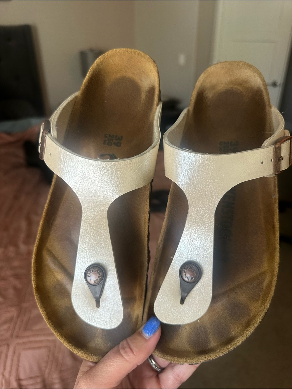 Birkenstock White Women's Gizeh Thong Sandals with Buckle